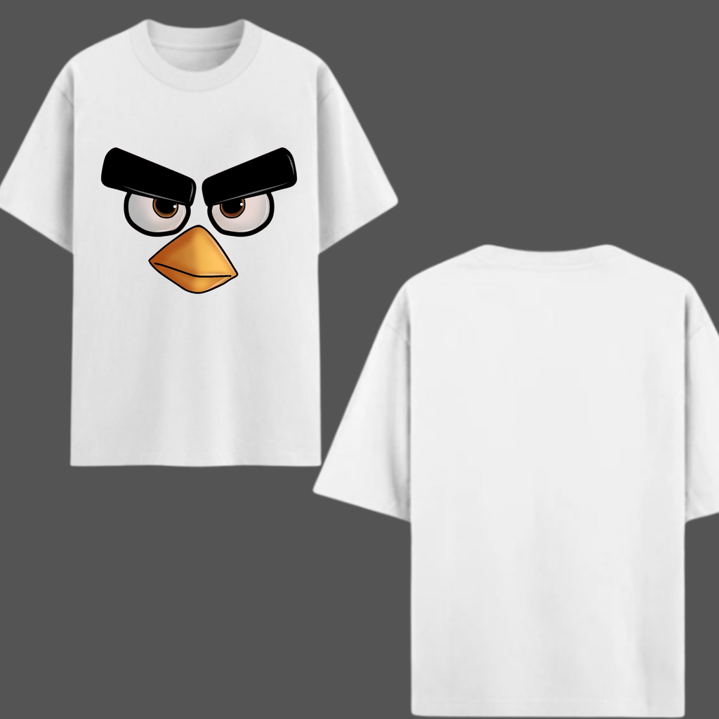 Angry Bird Oversized Graphic T-Shirt – White Edition