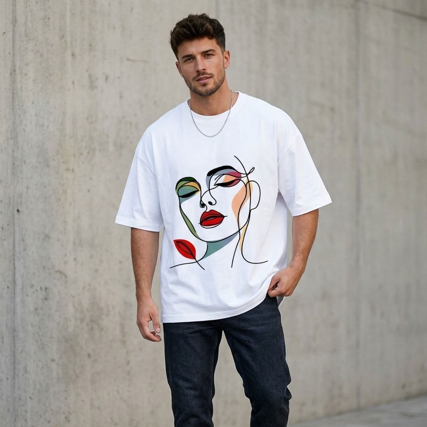Abstract Face Oversized T-Shirt – Modern Art Streetwear Edition