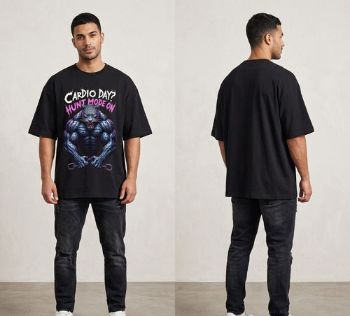 Cardio Day Hunt Mode On Oversized Graphic T-Shirt