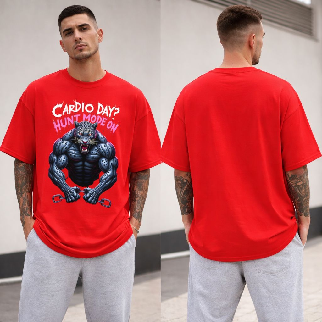 Cardio Day Hunt Mode On Oversized Graphic T-Shirt