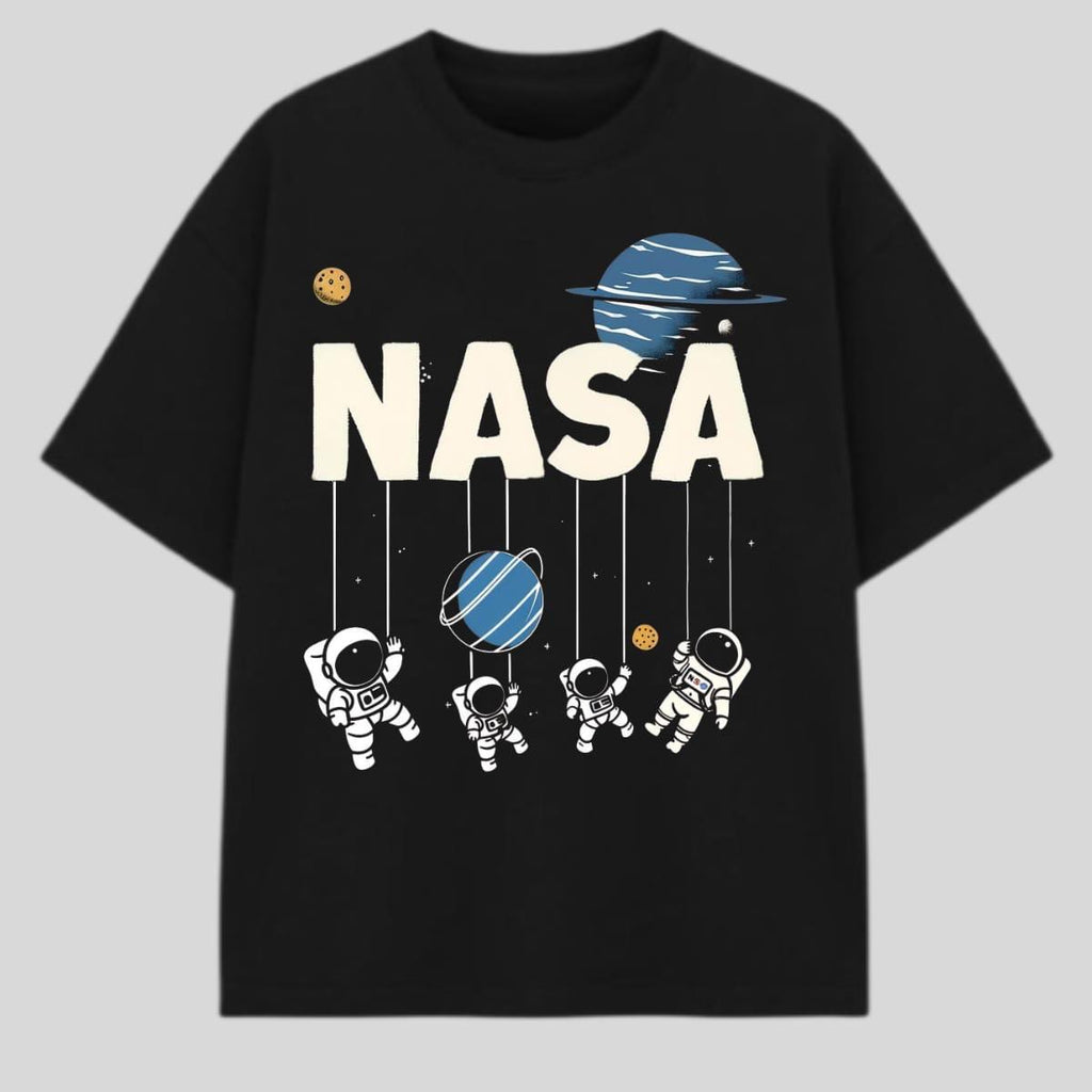NASA Space Explorer Oversized Graphic Printed T-Shirt – Black | Y2R FASHION