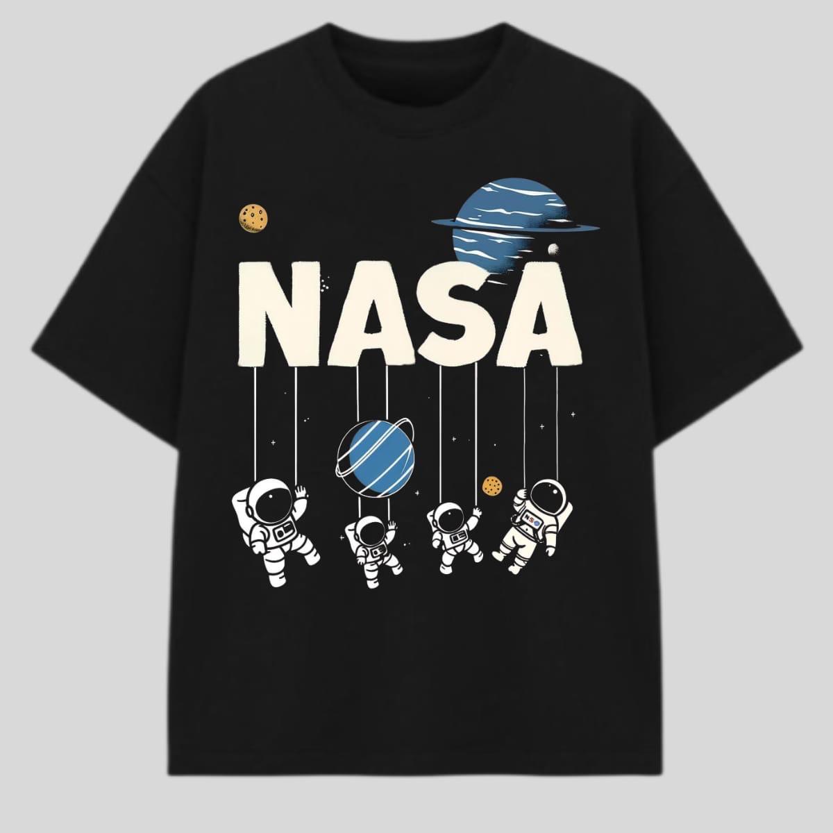 NASA Space Explorer Oversized Graphic Printed T-Shirt – Black | Y2R FASHION