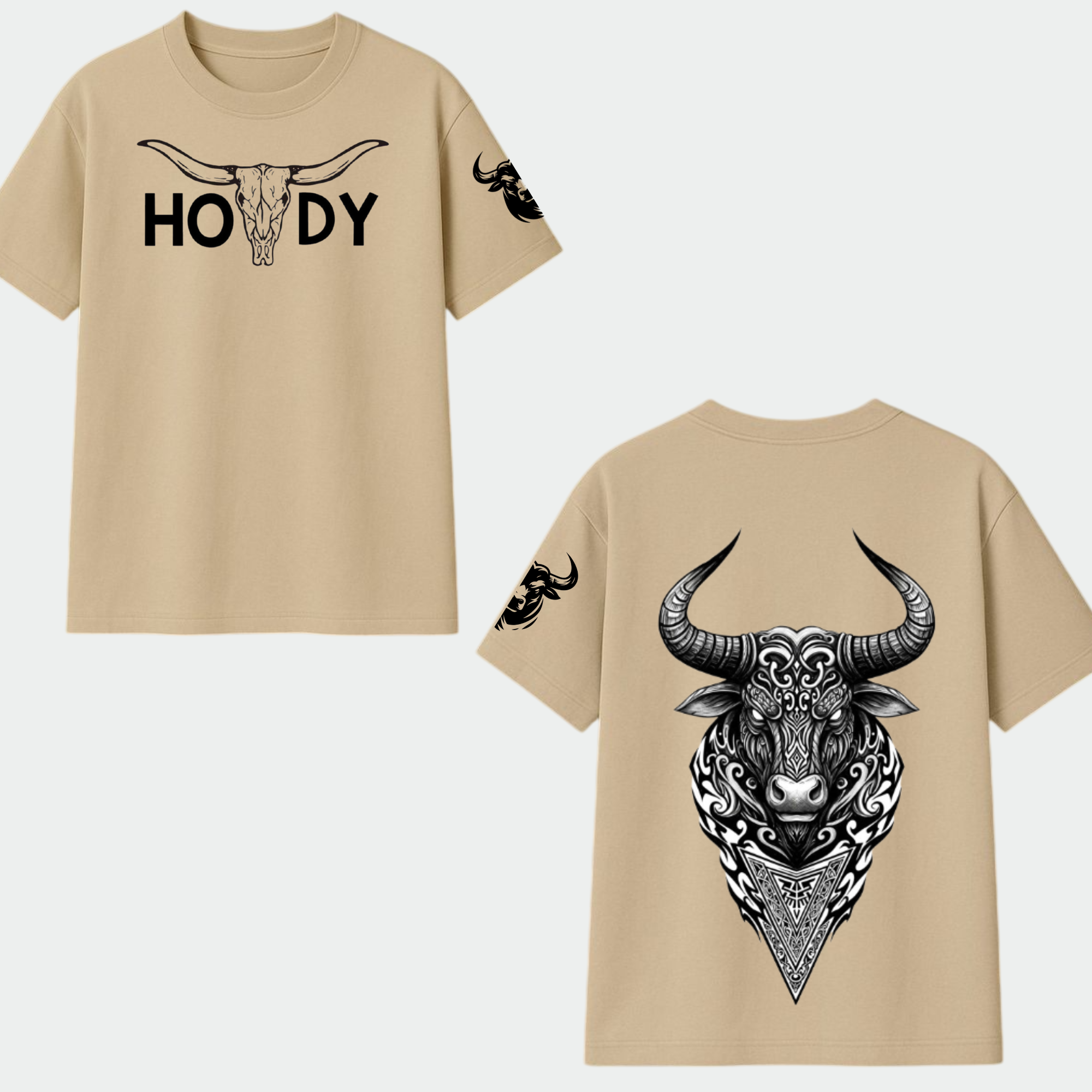 HOWDY Bull Skull Graphic Oversized T-Shirt