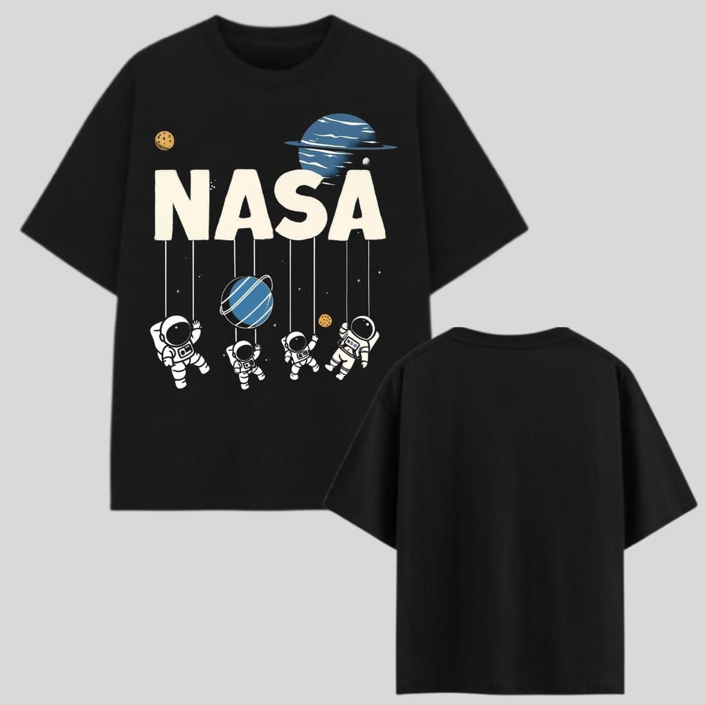 NASA Space Explorer Oversized Graphic Printed T-Shirt – Black | Y2R FASHION