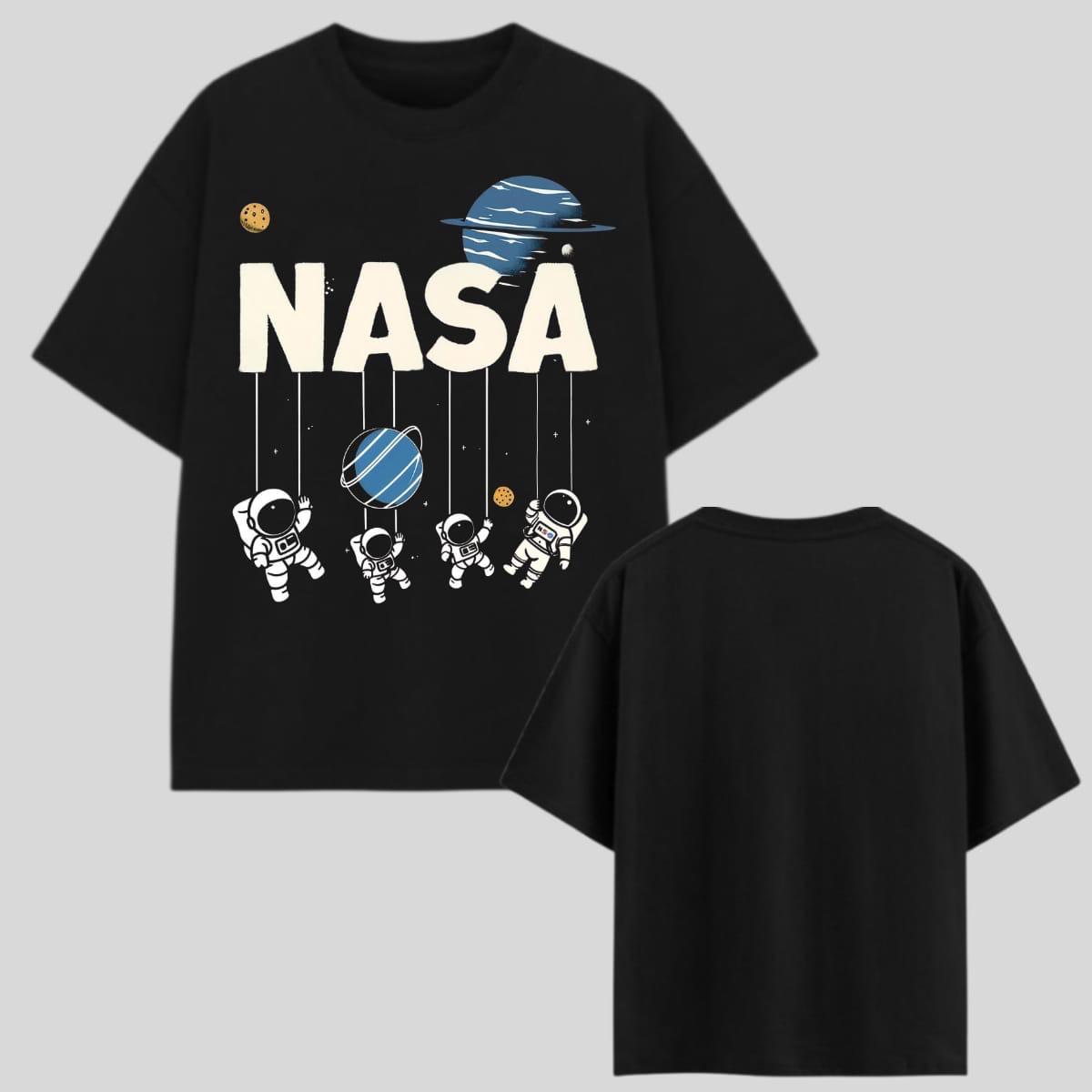 NASA Space Explorer Oversized Graphic Printed T-Shirt – Black | Y2R FASHION