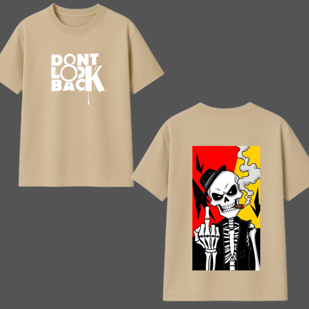 Don’t Look Back Oversized Graphic T-Shirt – Streetwear Skull Edition