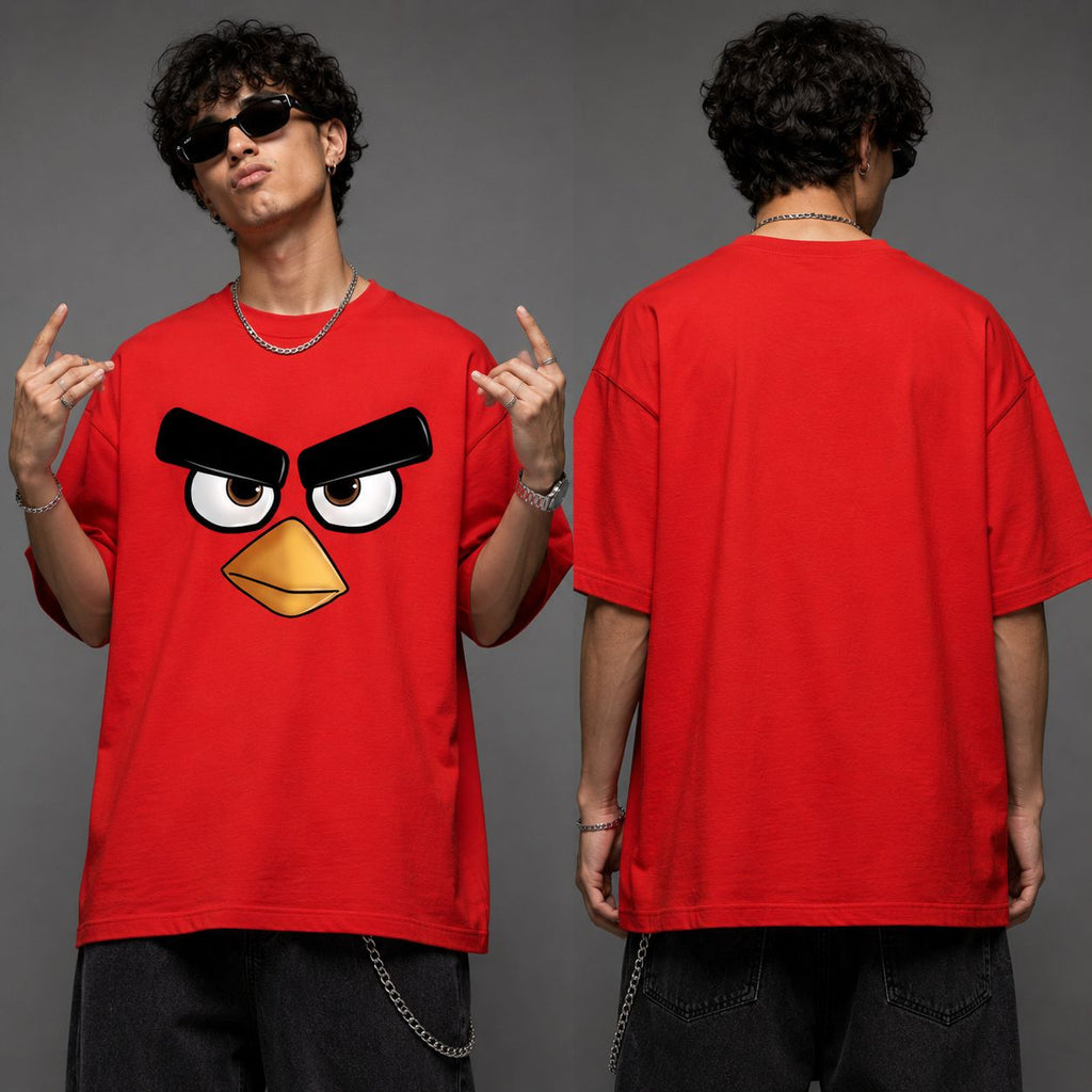Angry Bird Oversized Graphic T-Shirt – White Edition