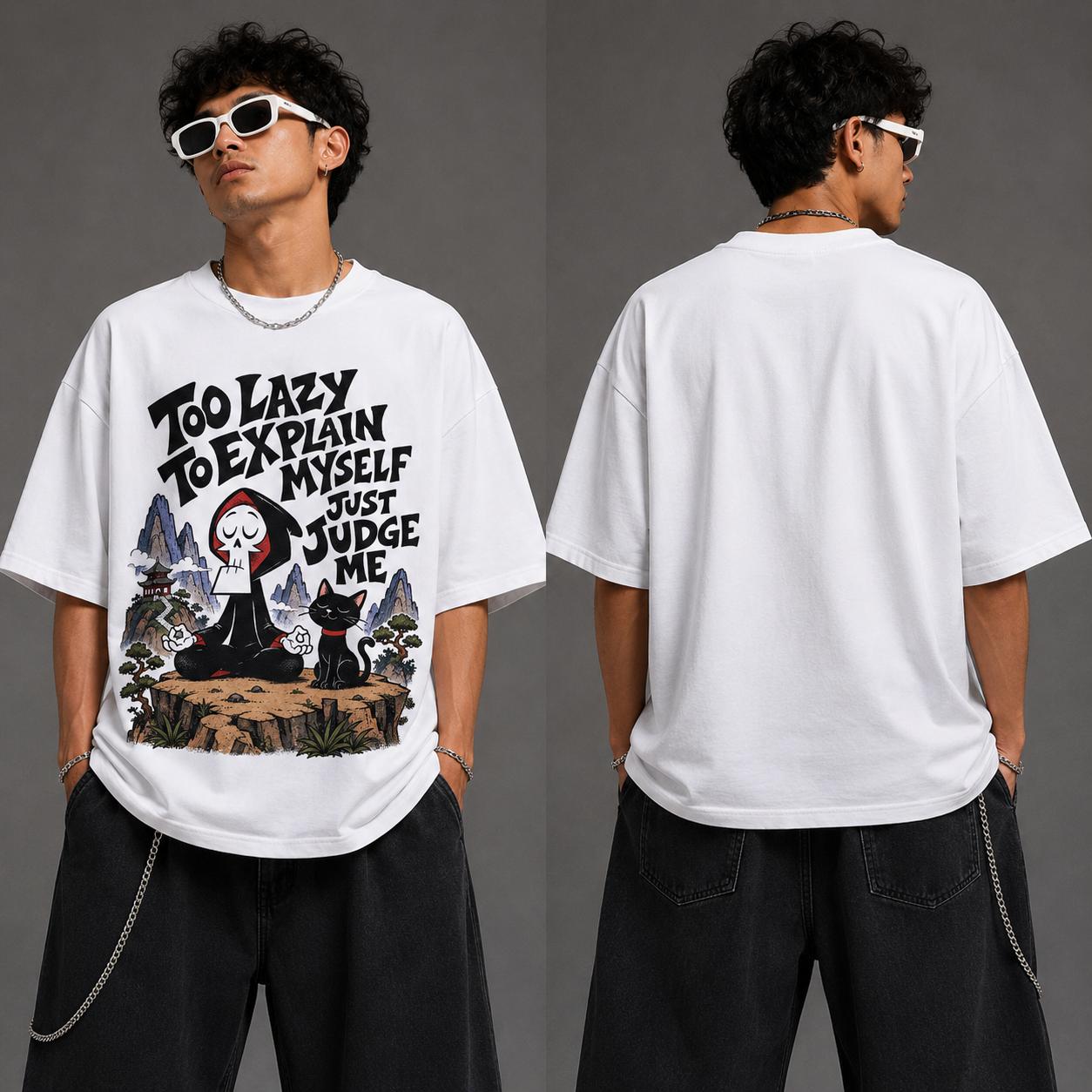 Too Lazy Oversized Graphic T-Shirt
