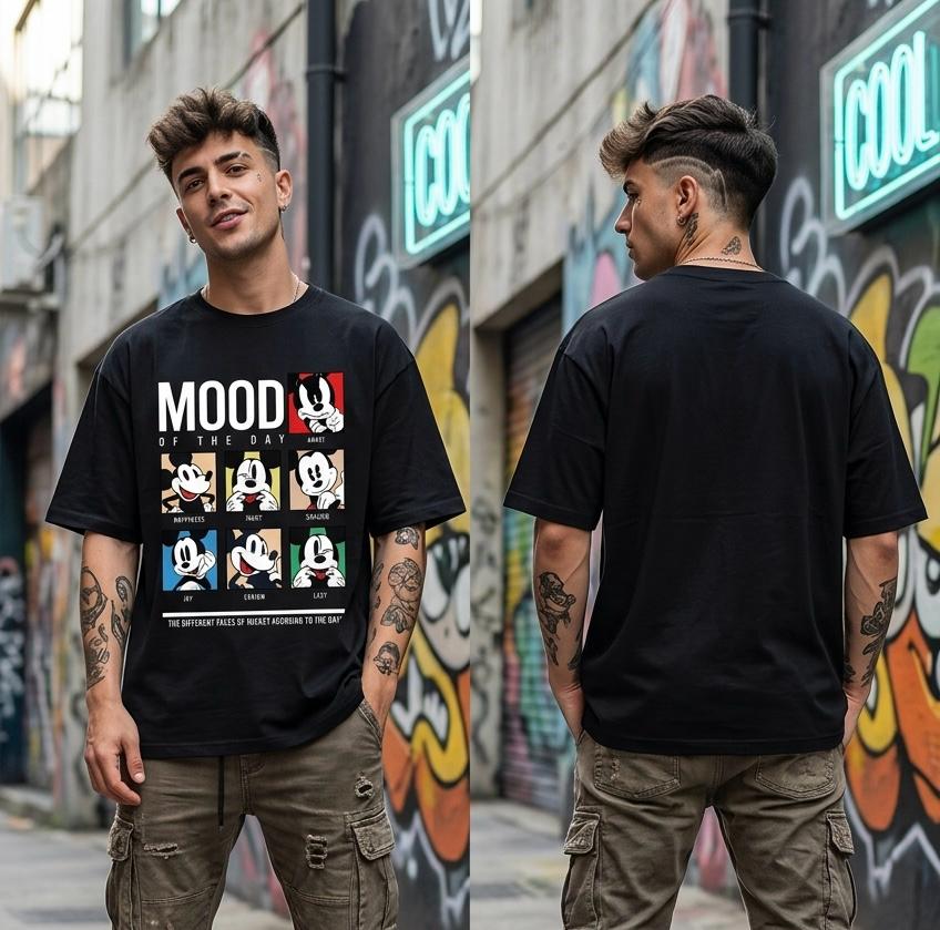 Mood of the Day Oversized Graphic Printed T-Shirt – Black | Y2R FASHION