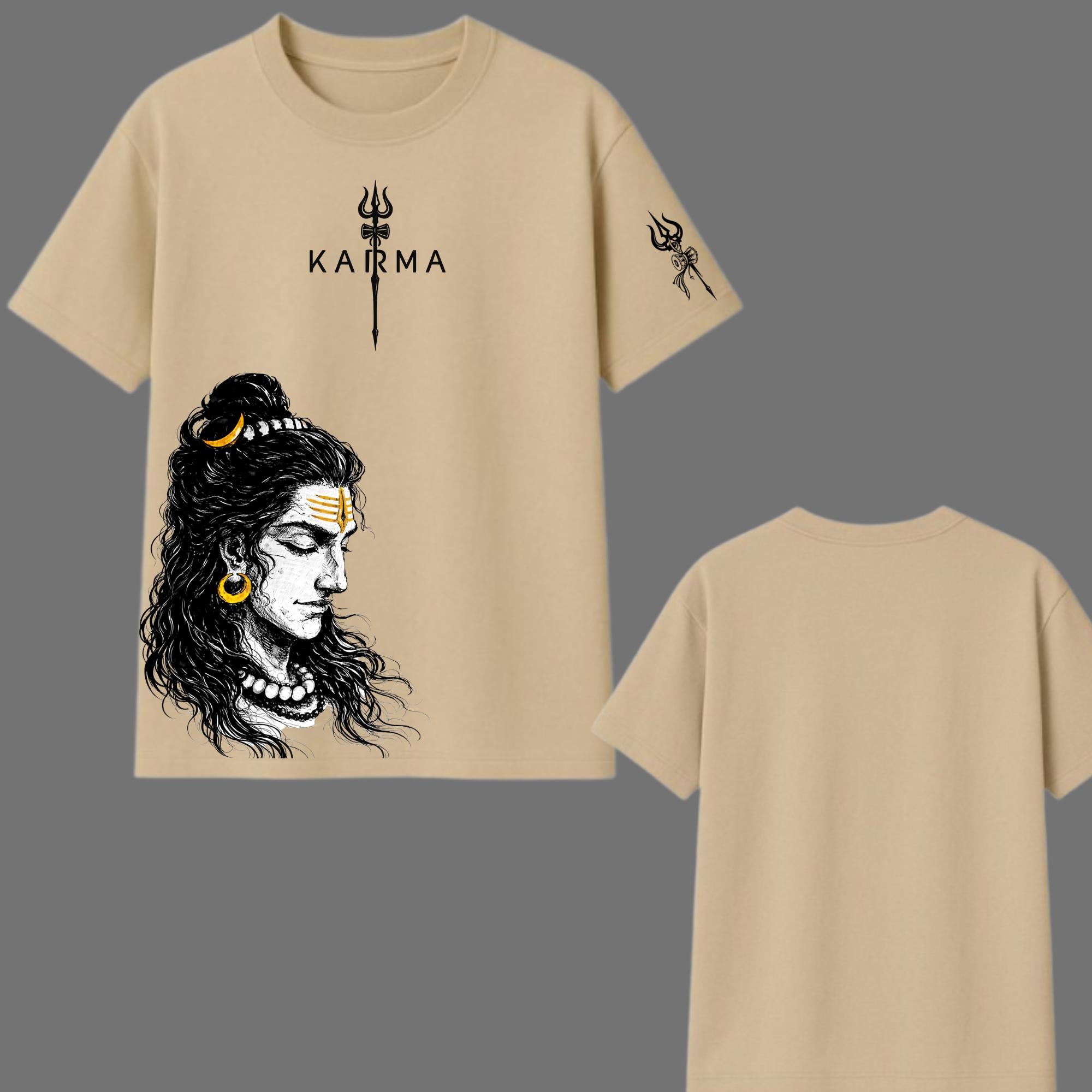 Karma Shiva Oversized Graphic T-Shirt – Beige | Y2R FASHION