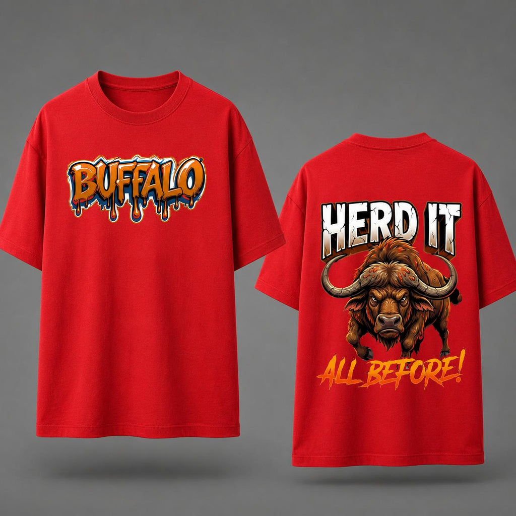 Buffalo Oversized Graphic Printed T-Shirt – Red | Y2R FASHION