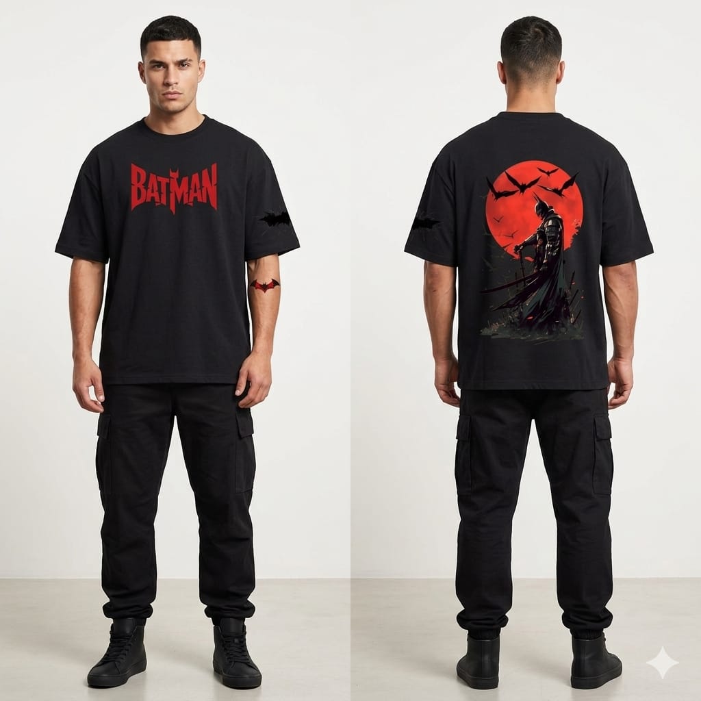 Batman Crimson Moon Shadow Graphic T-Shirt