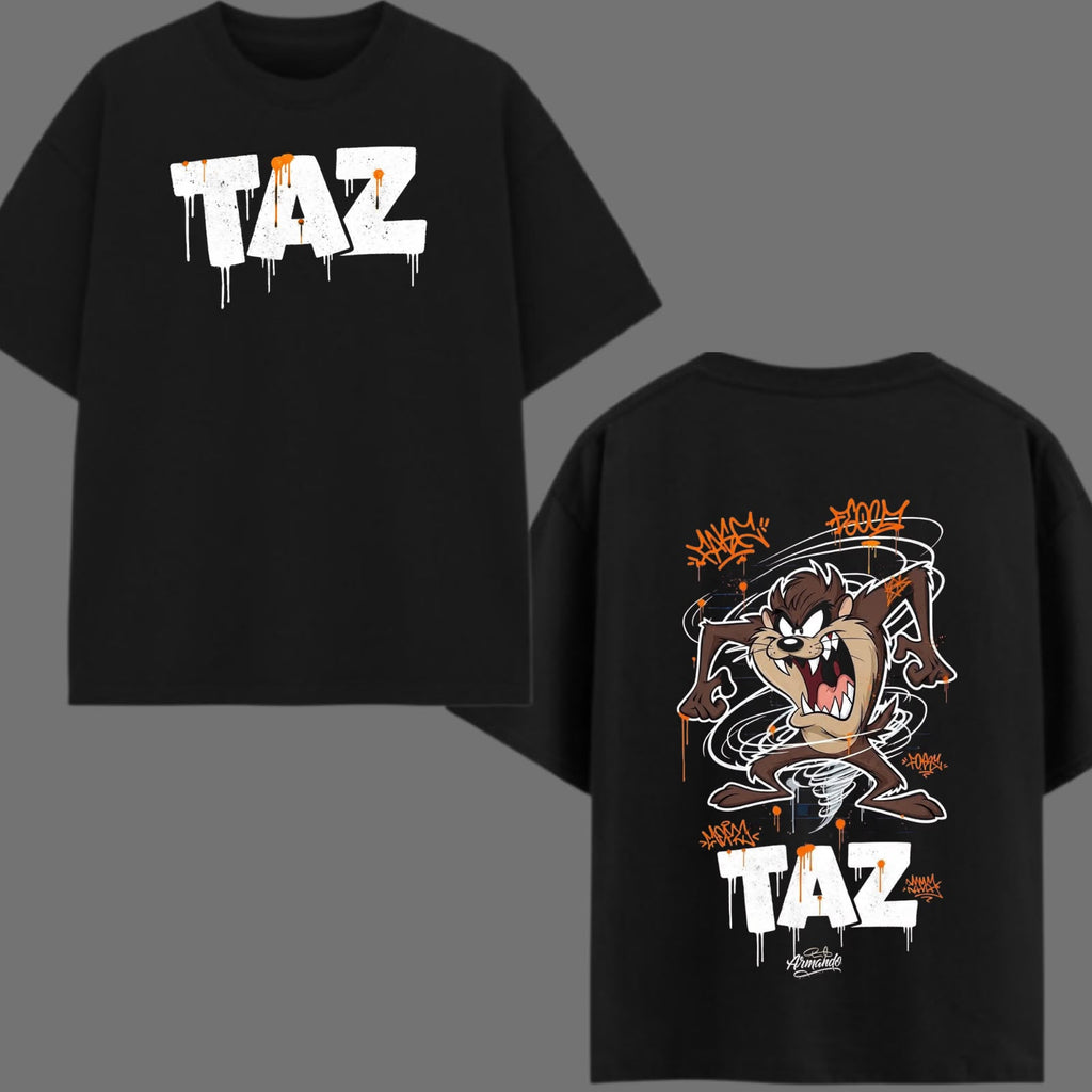Y2R TAZ Graffiti Oversized Streetwear T-Shirt – Black