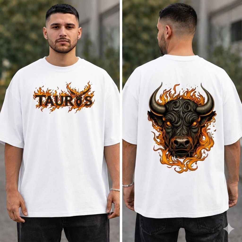 Tauros Inferno Oversized T-Shirt – Black & White Editions