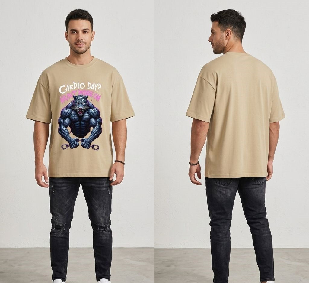 Cardio Day Hunt Mode On Oversized Graphic T-Shirt