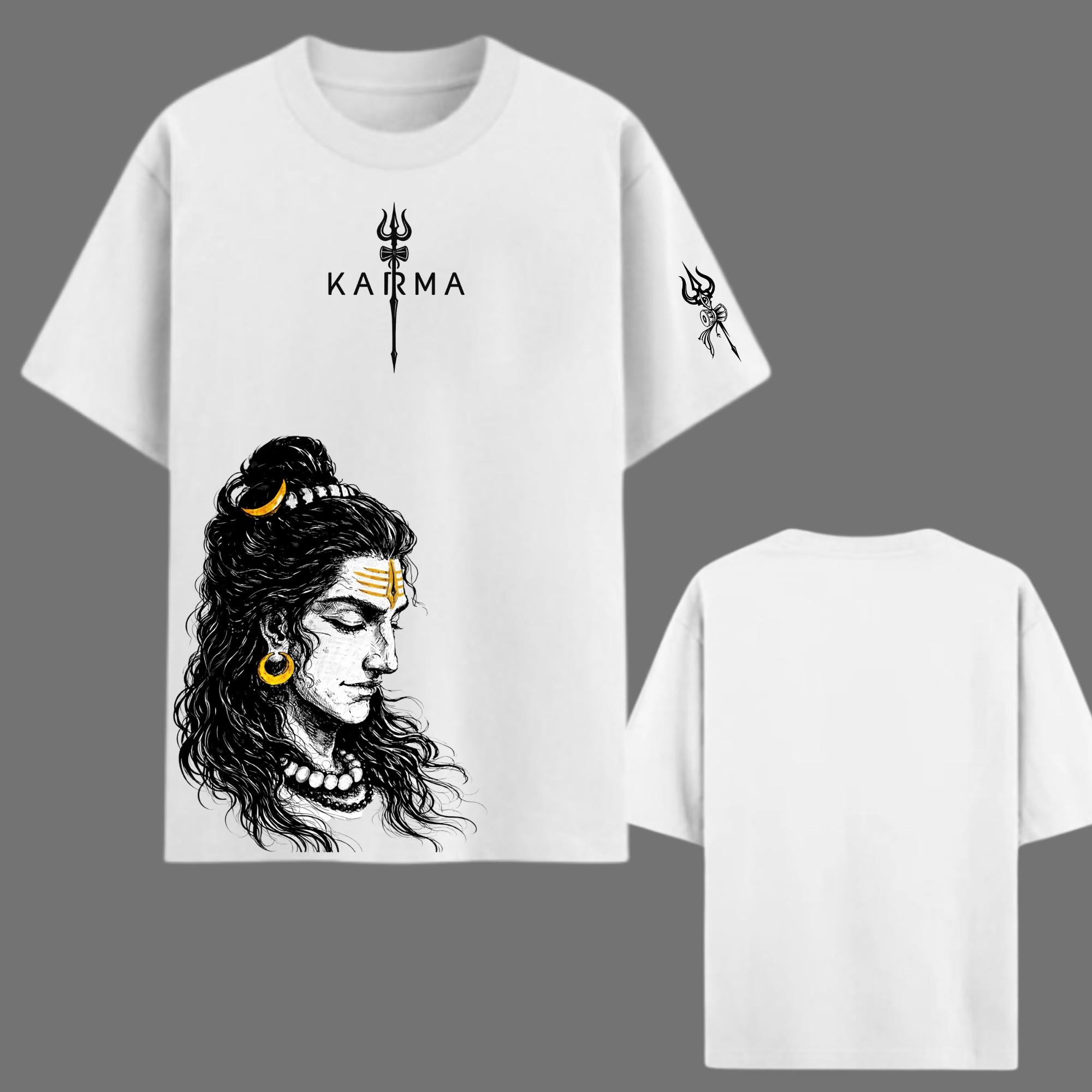 Karma Shiva Oversized Graphic T-Shirt – Beige | Y2R FASHION