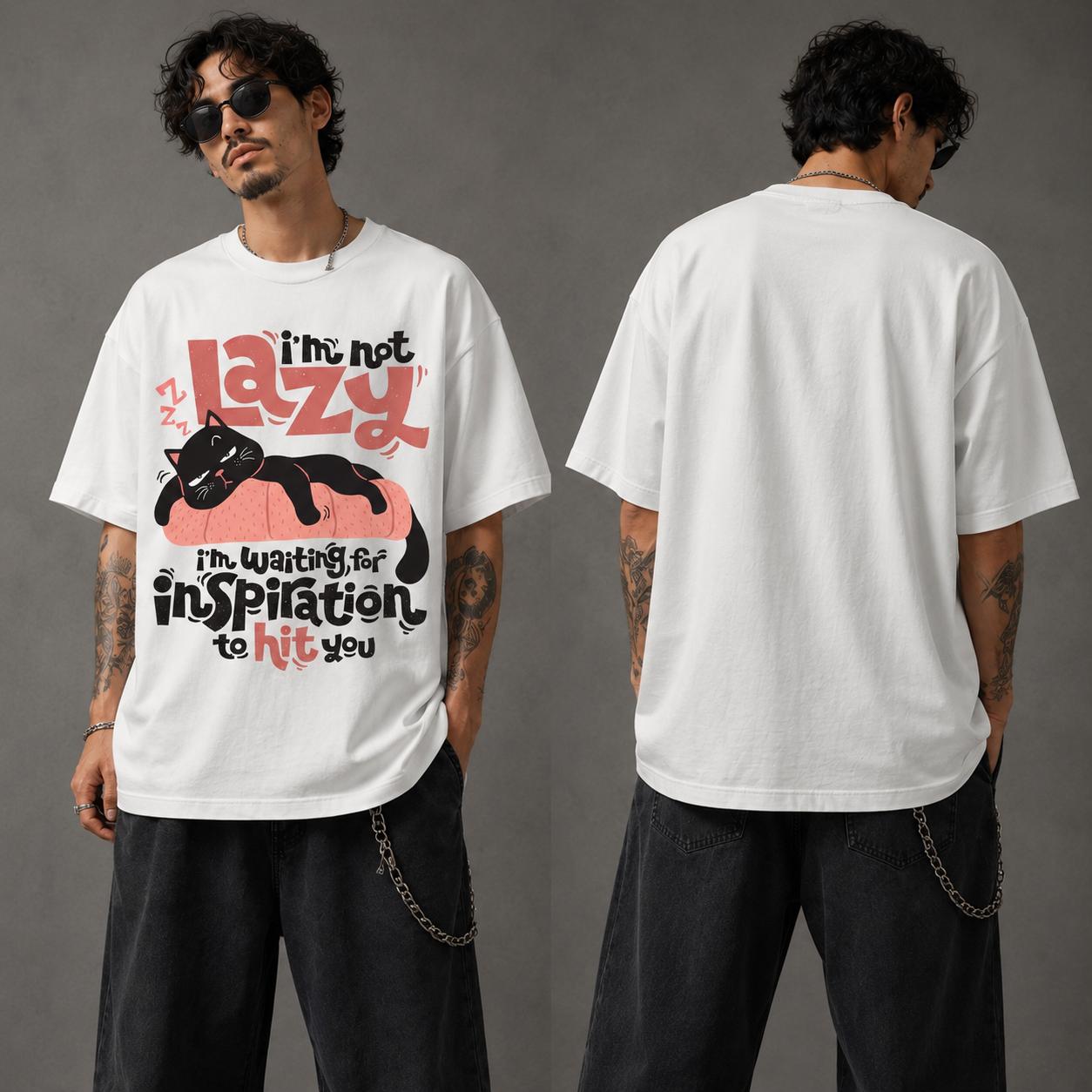 Lazy Cat Oversized Graphic Printed T-Shirt –Y2R FASHION