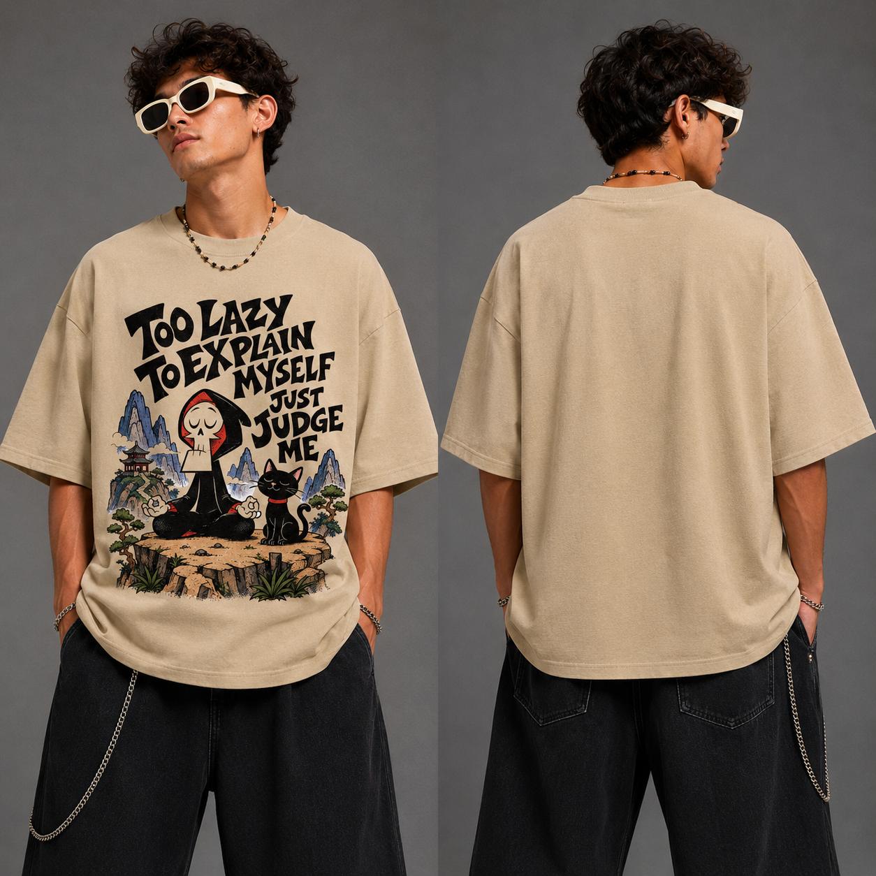 Too Lazy Oversized Graphic T-Shirt