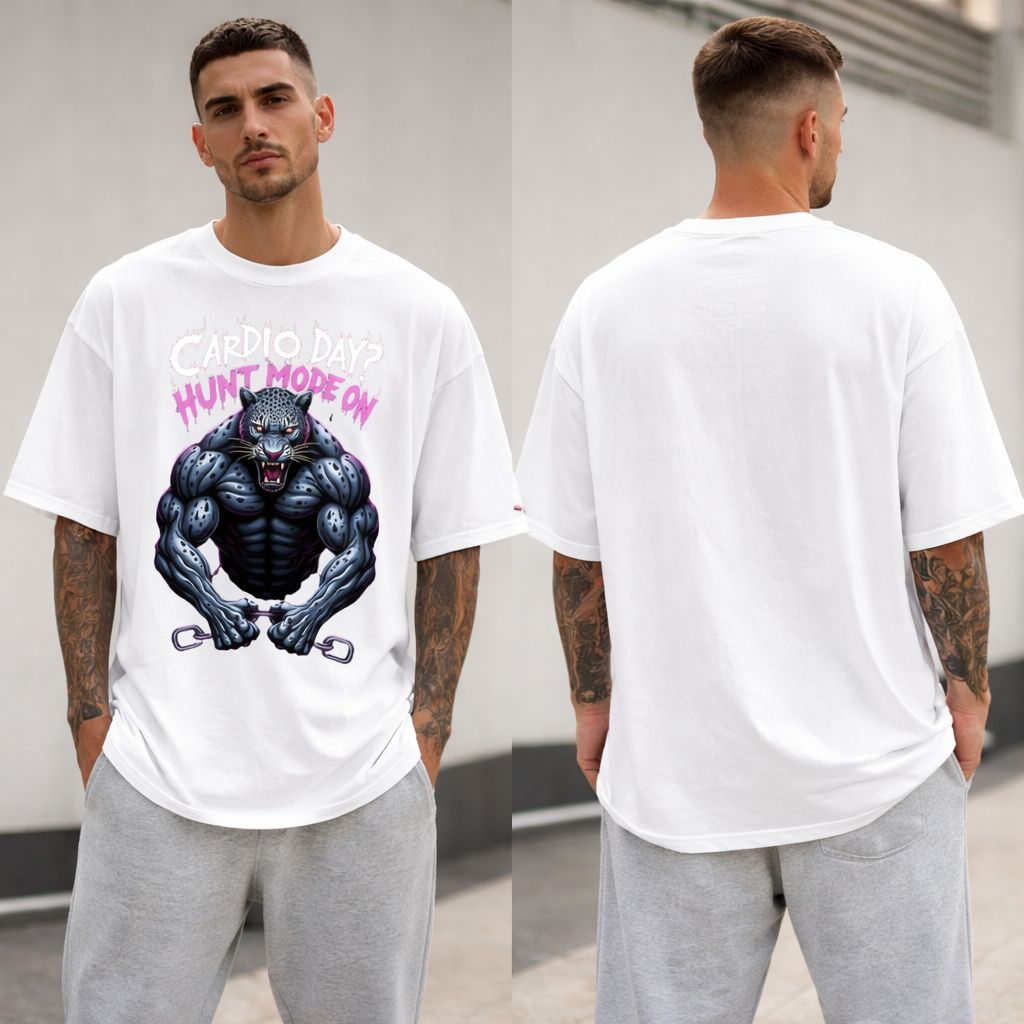 Cardio Day Hunt Mode On Oversized Graphic T-Shirt