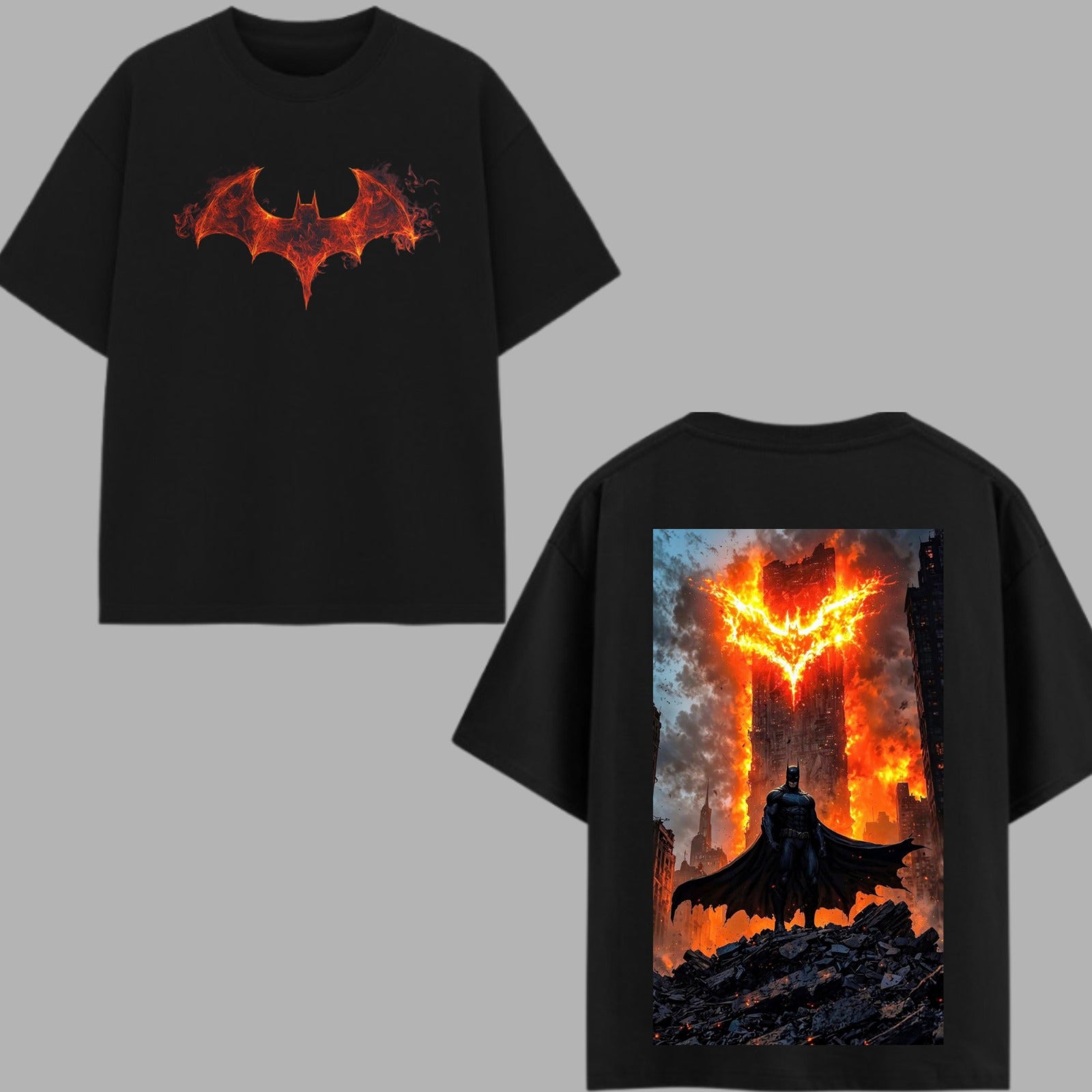 Knight on Fire Oversized T-shirt - Pitch Black