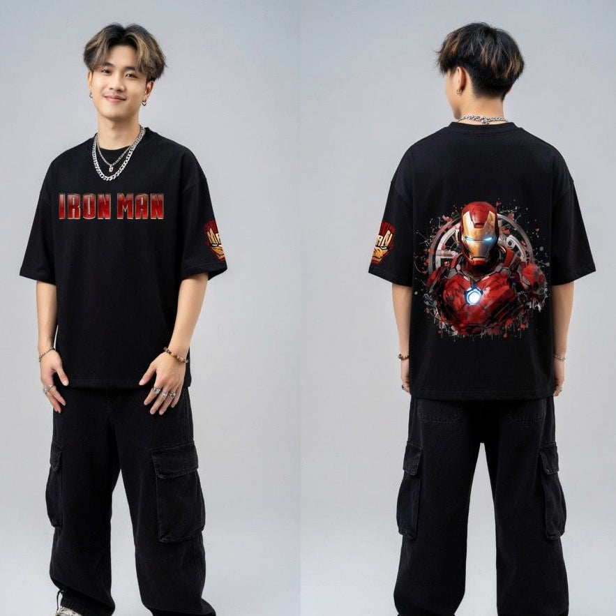 Iron Man "Arc Glow" Oversized T-Shirt - Pitch Black | Stark Edition