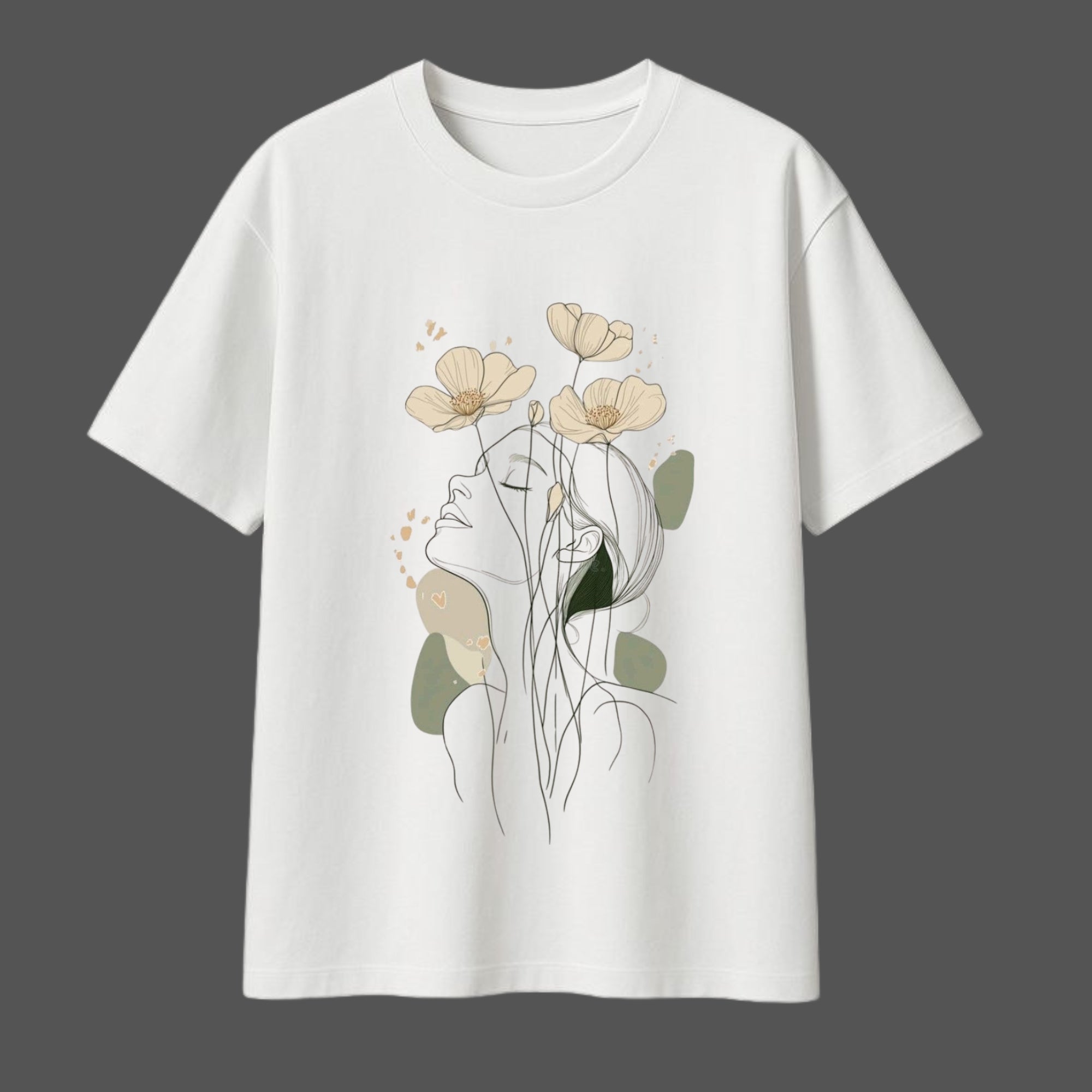 Botanical Muse Fine Line Art Oversized T-shirt