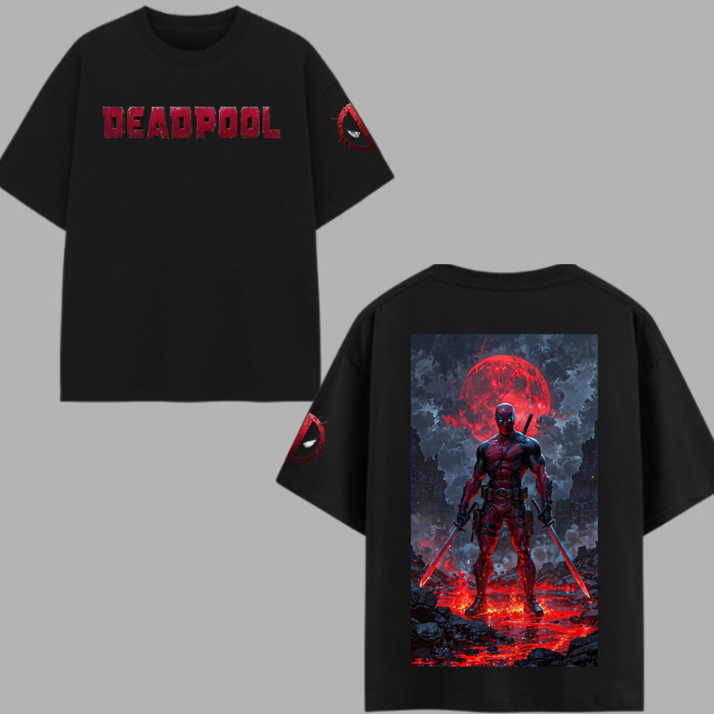 Deadpool "Blood Moon" Oversized T-shirt - Pitch Black