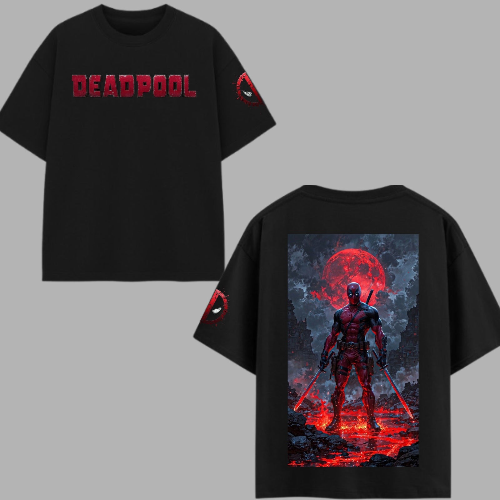Deadpool "Blood Moon" Oversized T-shirt - Pitch Black