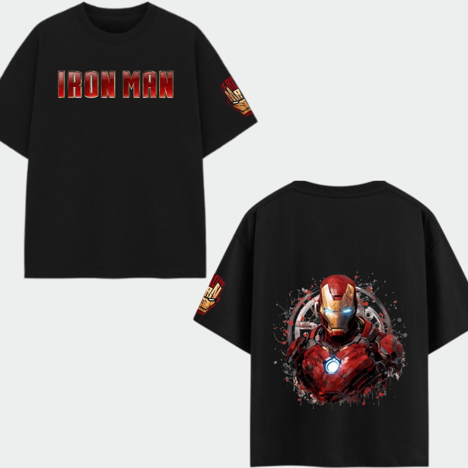 Iron Man "Arc Glow" Oversized T-Shirt - Pitch Black | Stark Edition