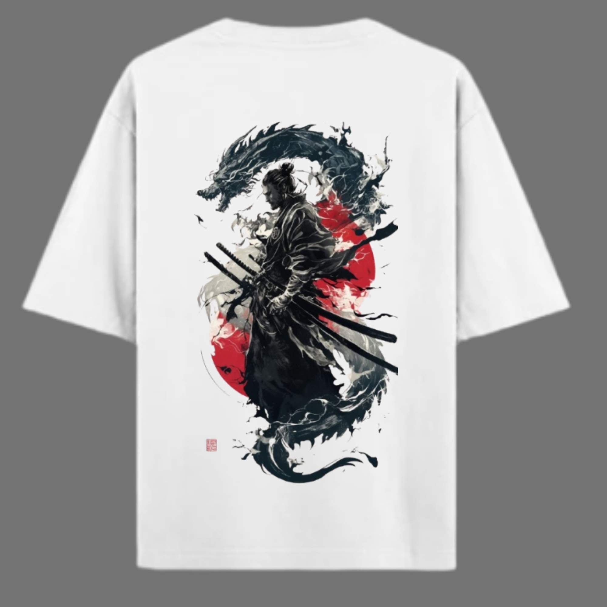 Ronin Spirit Oversized Graphic T-shirt – Samurai & Dragon Edition
