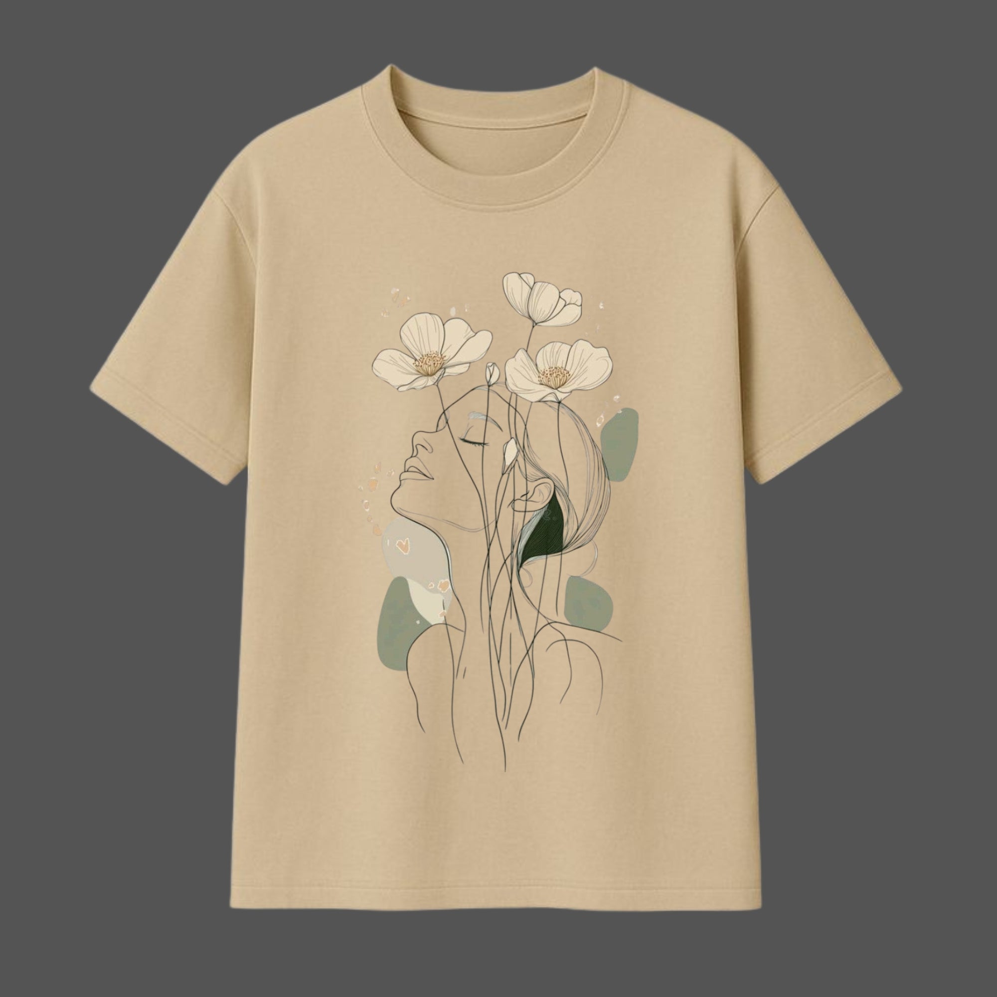 Botanical Muse Fine Line Art Oversized T-shirt