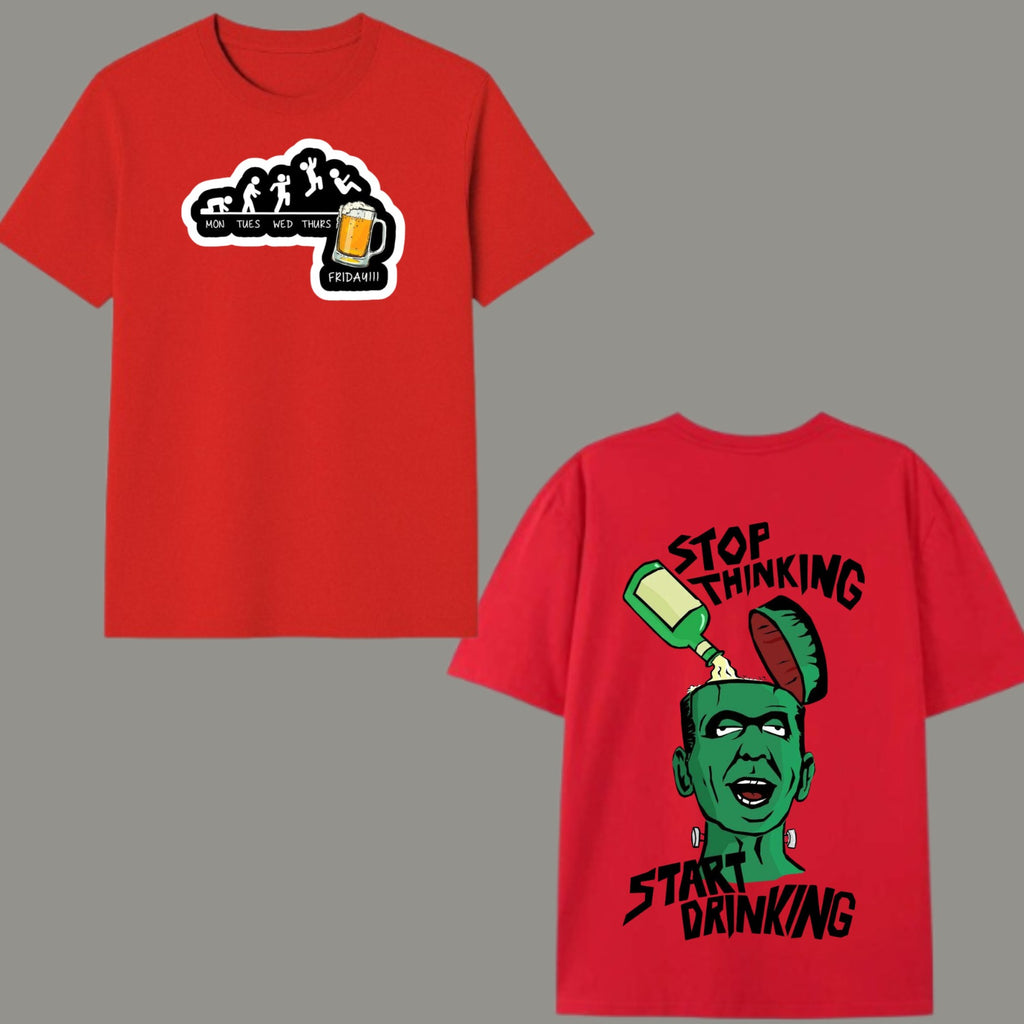 Frankenstein "Start Drinking" Oversized Graphic T-Shirt