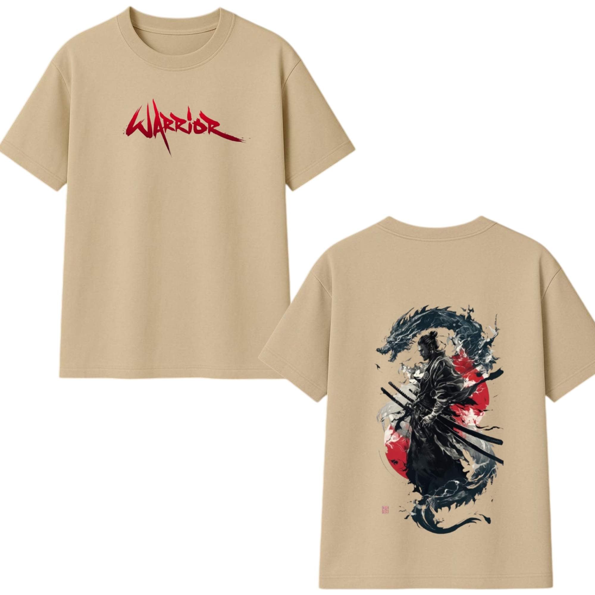 Ronin Spirit Oversized Graphic T-shirt – Samurai & Dragon Edition