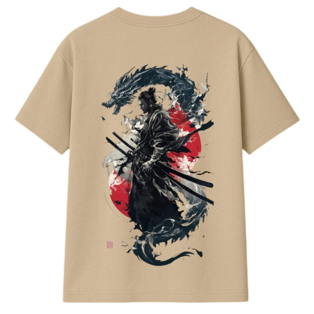 Ronin Spirit Oversized Graphic T-shirt – Samurai & Dragon Edition