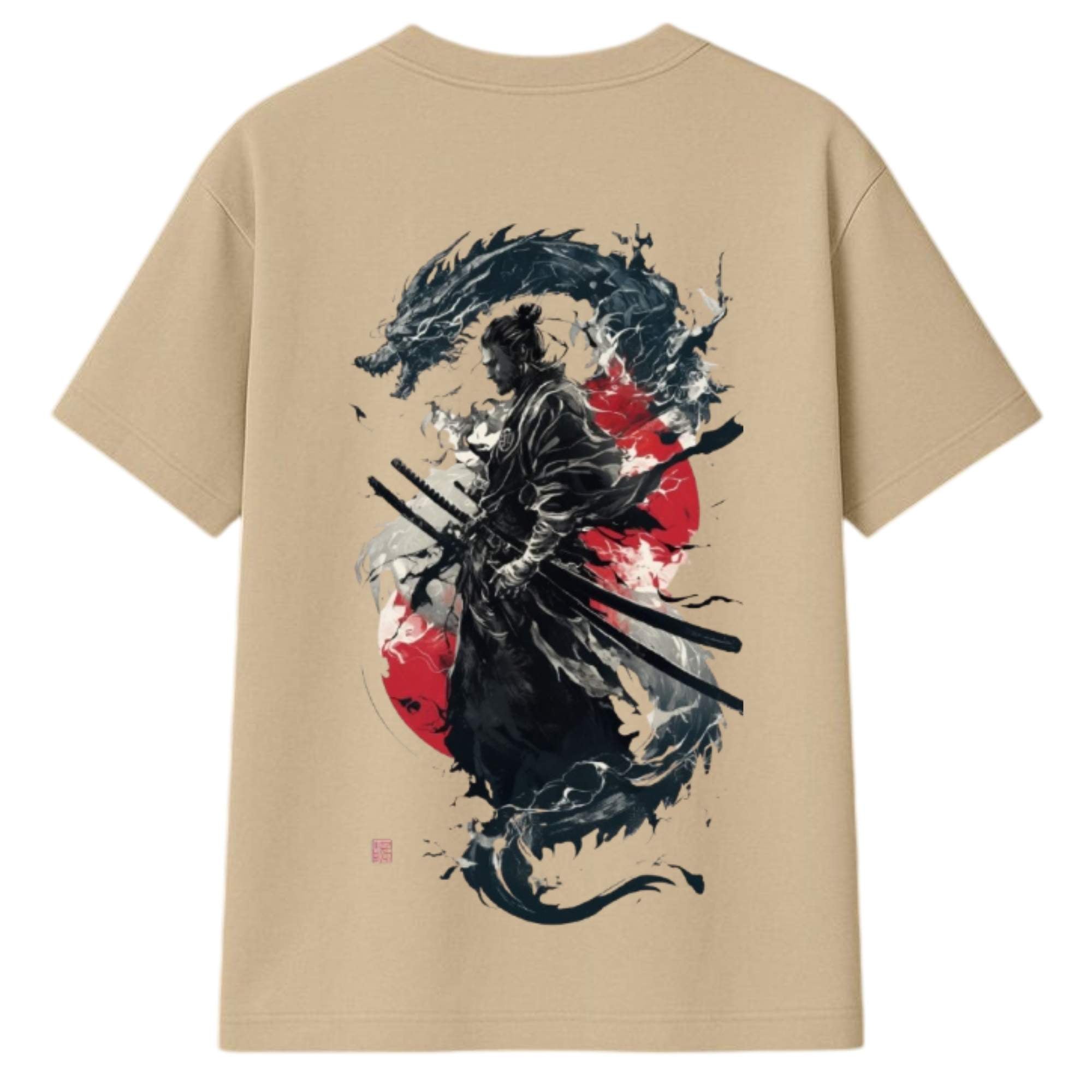 Ronin Spirit Oversized Graphic T-shirt – Samurai & Dragon Edition