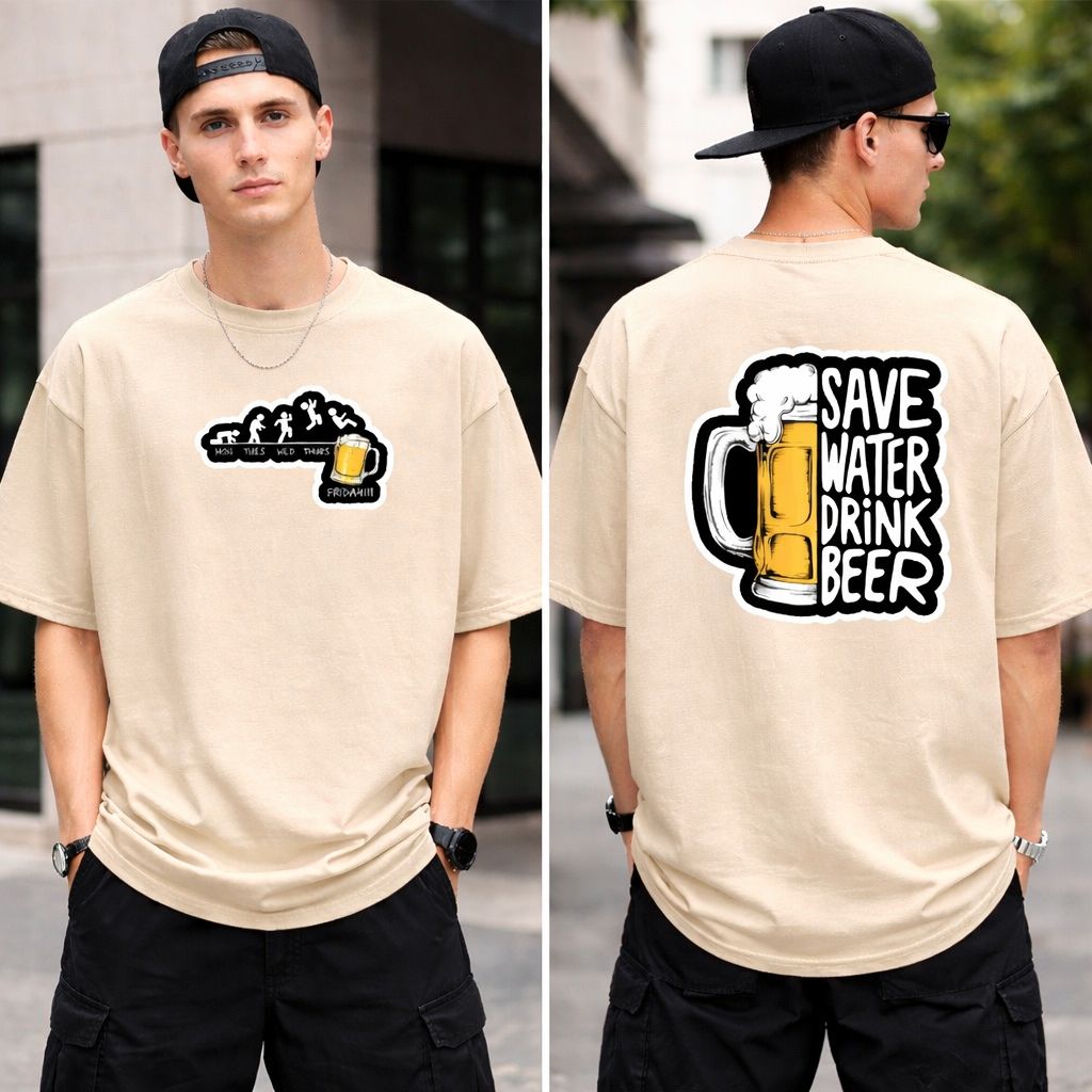 Beer Evolution Graphic Oversized T-Shirt