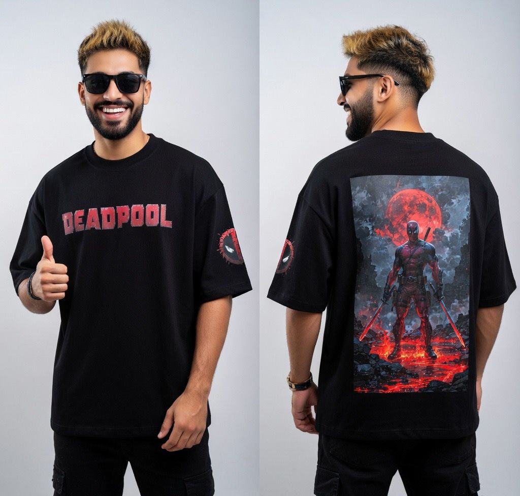 Deadpool "Blood Moon" Oversized T-shirt - Pitch Black