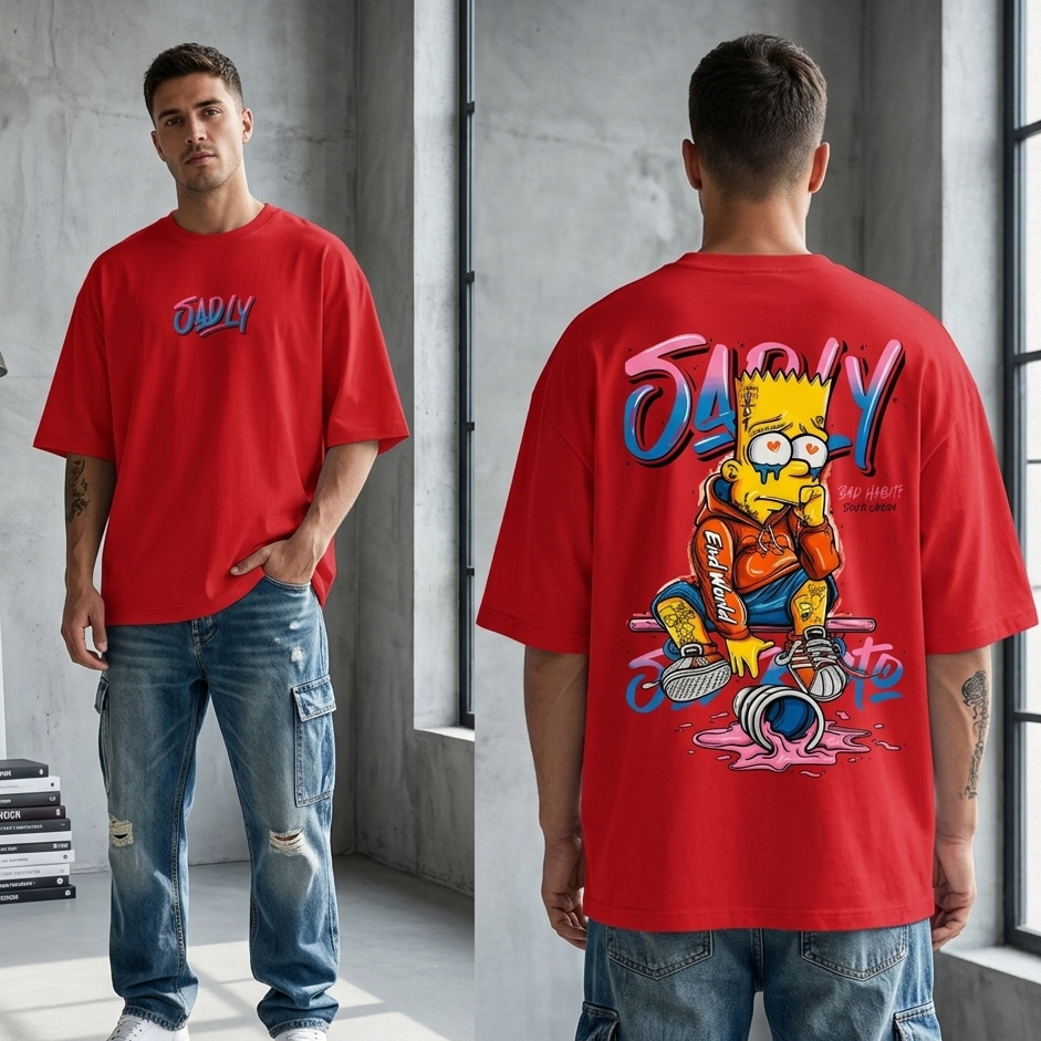 Crying Bart Goth-Street Oversized T-shirt