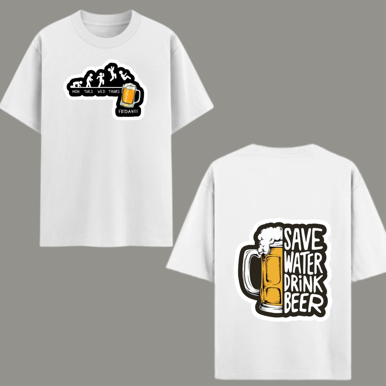 Beer Evolution Graphic Oversized T-Shirt