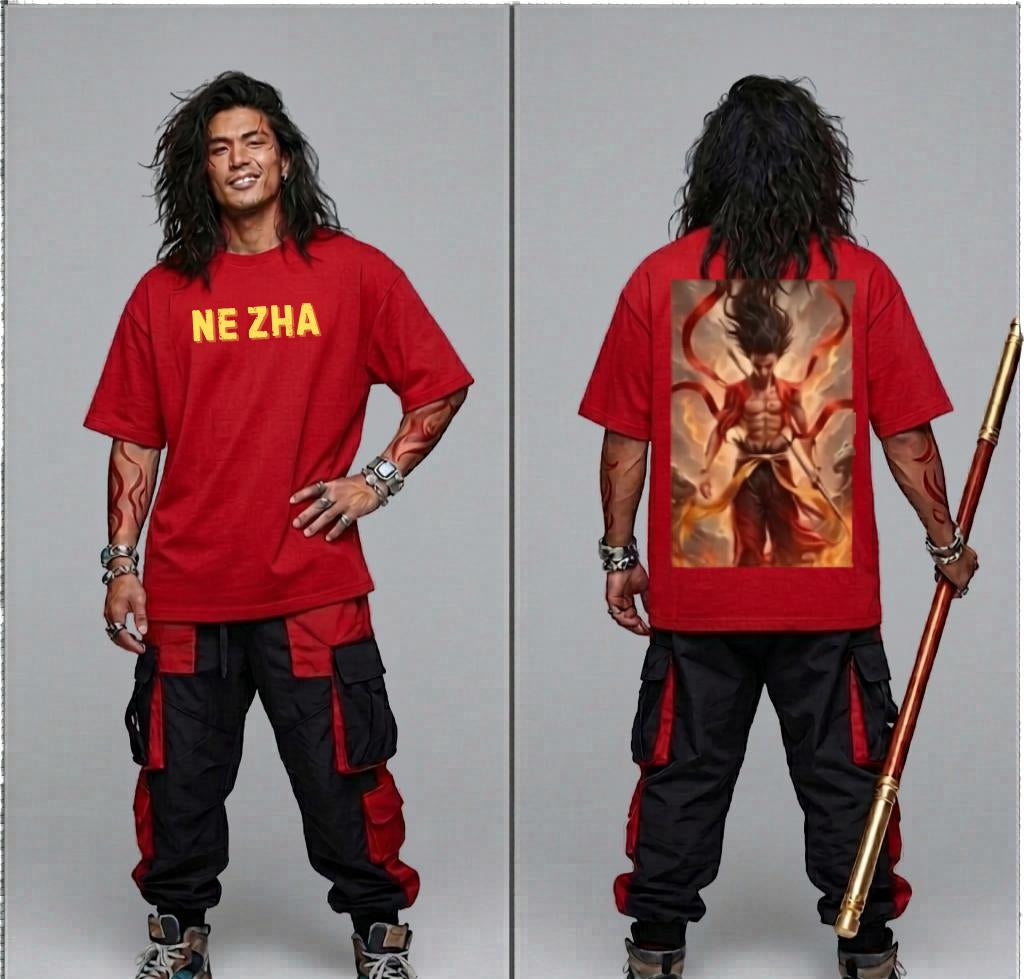Nezha Fire Spirit Oversized T-shirt / Anime Streetwear