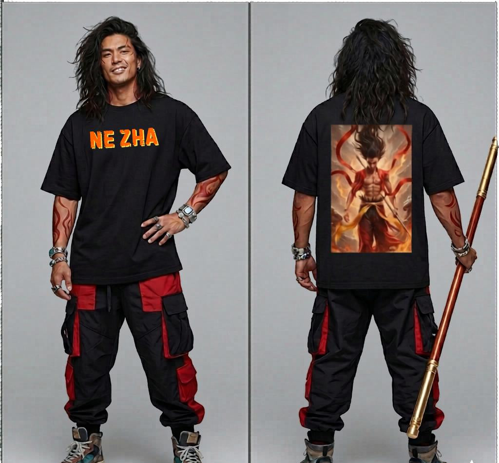 Nezha Fire Spirit Oversized T-shirt / Anime Streetwear