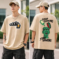 Frankenstein "Start Drinking" Oversized Graphic T-Shirt