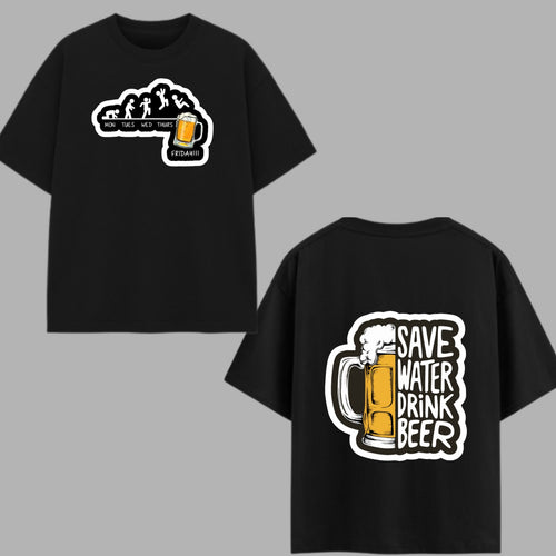 Beer Evolution Graphic Oversized T-Shirt