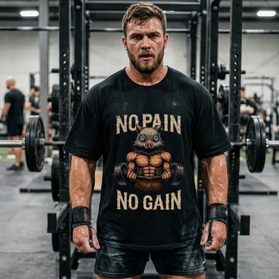 Iron Beast Oversized Gym T-Shirt – No Pain No Gain Edition