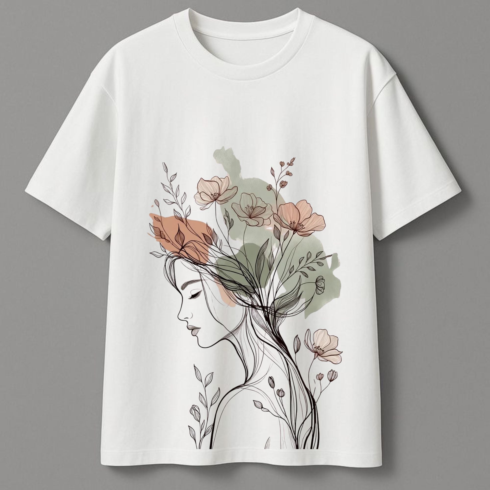 Fine-Line Floral Oversized T-shirt