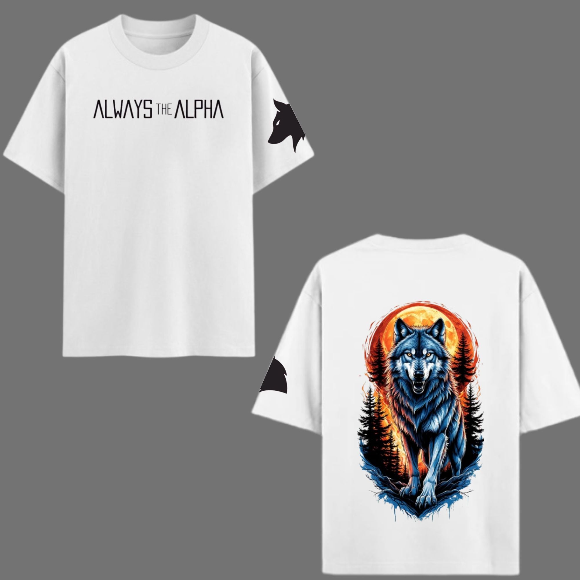 Alpha Wolf Spirit Oversized Streetwear T-Shirt – Beige