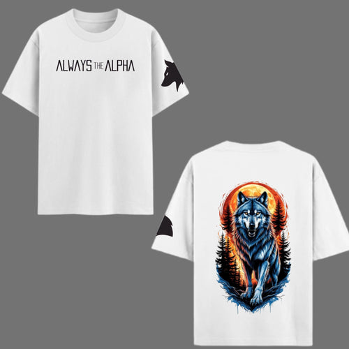 Alpha Wolf Spirit Oversized Streetwear T-Shirt – Beige