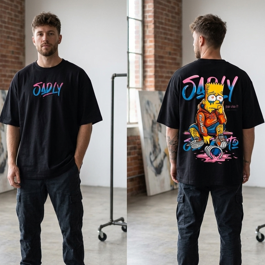 Crying Bart Goth-Street Oversized T-shirt