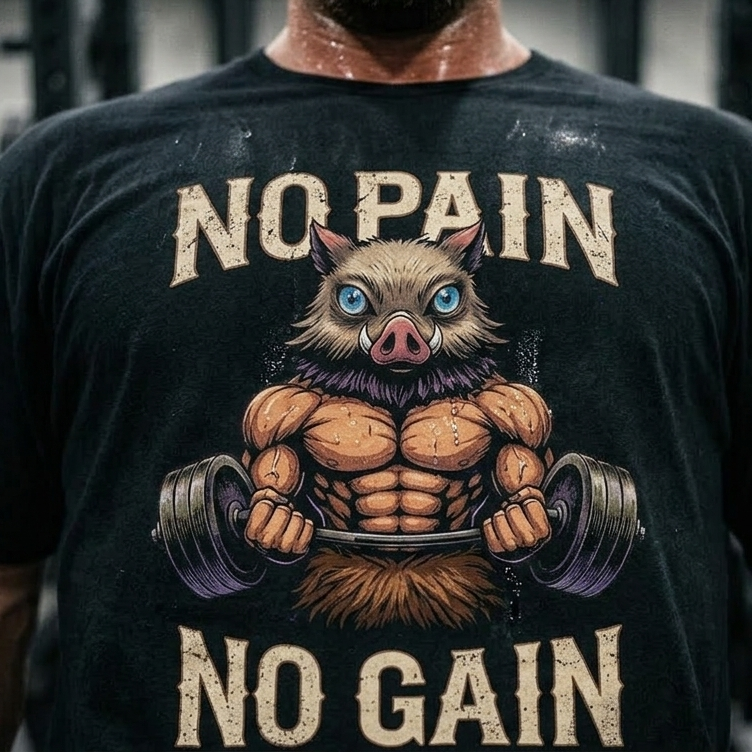 Iron Beast Oversized Gym T-Shirt – No Pain No Gain Edition