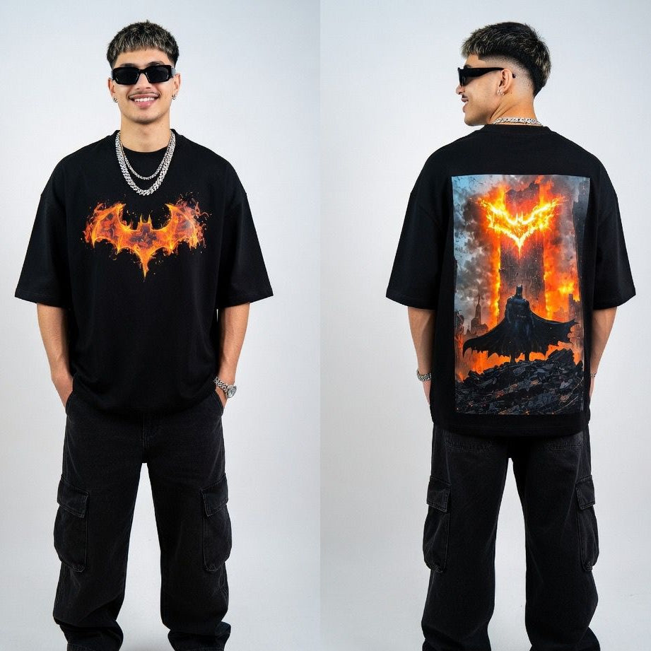 Knight on Fire Oversized T-shirt - Pitch Black